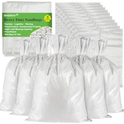 MAQIHAN Empty Sand Bags - 7PCS Woven Polypropylene Heavy Duty Tear Resistant Sandbags for Hurricane Sand Bags for Flooding Construction Project Storing Dry Materials