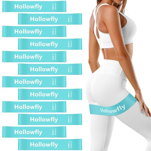 12 Pcs Latex Resistance Loop Exercise Bands for Booty Workout Stretch Exercise Bands Non Slip for Legs Squat Resistance Loop Women Men Starter Butt Hip Thigh Fitness - color: Light Blue, style: Medium