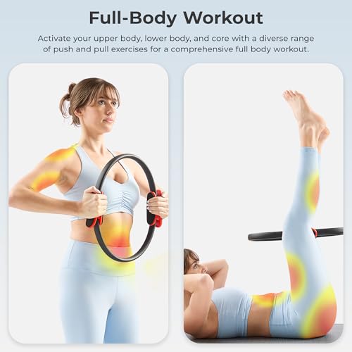 Sunny Health & Fitness 15” Pilates Ring, Fitness Circle for Toning, Strength Training, Core Exercises, Lightweight & Portable, Non-Slip Foam Grip, Home Gym & Yoga Equipment - NO. 106