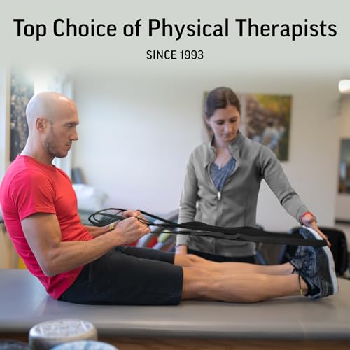 OPTP The Original Stretch Out Strap XL with Exercise Book, USA Made Stretch Out Straps for Physical Therapy, Yoga Stretching Strap or Knee Therapy Strap - Ten Loops, 7'5" Strap