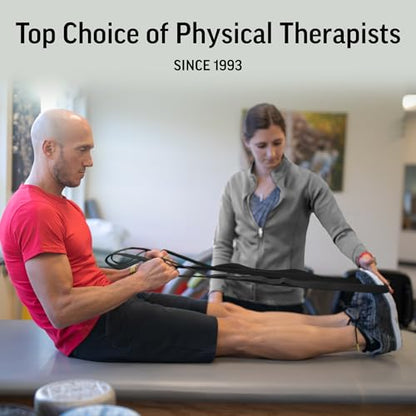 OPTP The Original Stretch Out Strap XL with Exercise Book, USA Made Stretch Out Straps for Physical Therapy, Yoga Stretching Strap or Knee Therapy Strap - Ten Loops, 7'5" Strap
