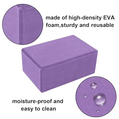 Muka Yoga Blocks 4x6x9 Inch, High Density EVA Foam Yoga Brick for Meditation, Pilates - color: Purple, size: 2 pack