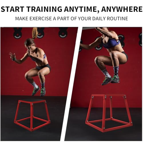 GarveeLife Plyometric Jumping Box, Steel Plyo Box for Exercise, Metal Exercise Step Up Box with Anti-Slip Surface for Home Gym Training