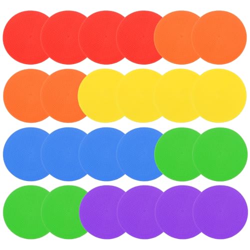 PATIKIL 4 Inch Poly Spot Markers, 24Pcs Non Slip Rubber Floor Dots with Storage Bag Flat Agility Cones for Sports Training Basketball Football