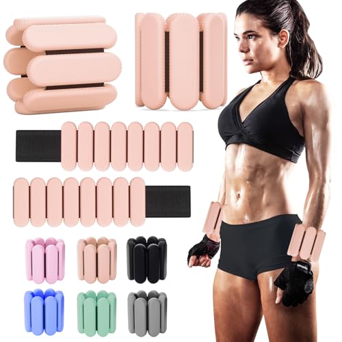 YOVKOK Adjustable Wrist Ankle Weights, 2 LBS/Pair, Bundle Options - color: Flesh Pink