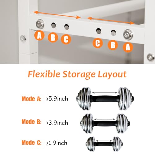 Aduanbang 3-Tier Adjustable Dumbbell Rack, Heavy-Duty Weight Storage Stand, 390 LB Capacity, Space-Saving Home Gym Organizer - color: White