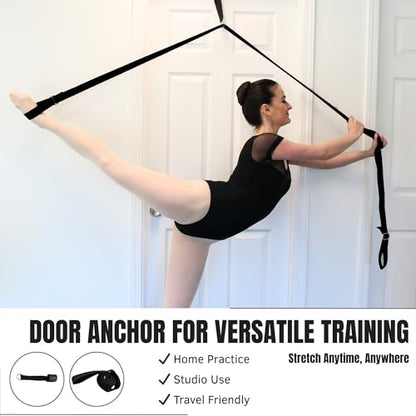 Danzcue Ballet Stretch Strap Set – Professional Dance Flexibility Trainer with Door Anchor, Extra Long Non-Slip Stretching Bands for Ballet, Jazz, Contemporary & Gymnastics