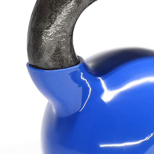 Yes4All Kettlebell, Vinyl Coated Kettlebell Cast Iron Sets with Stable Flat Bottom for Full Body Workout, Push up, Grip Strength Training & Weights Exercises - color: Blue, style: 5 - 15lb