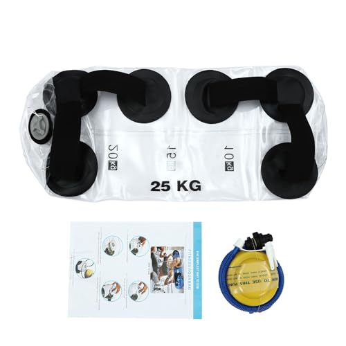 55lbs Water-Filled Exercise Bag Adjustable Weight Training System for Full Body Workouts Includes Pump & Comfort Handles for Squats, Rows & More