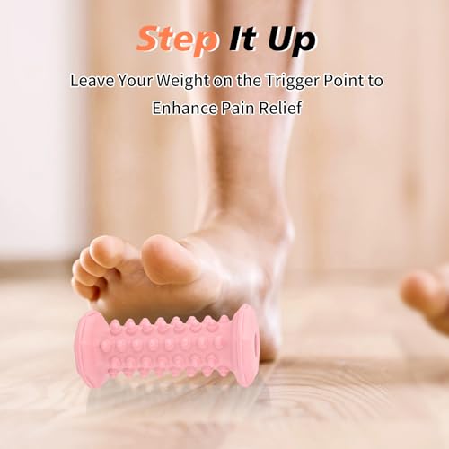 Pink Foot Massager Roller for Plantar Fasciitis, Arch Heel Pain Relief - color: Pink