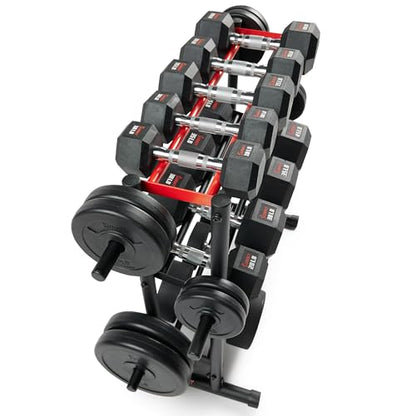 Sunny Health & Fitness Multi-Weight Storage Rack Stand for Dumbbells, Kettlebells, Olympic Weight Plates, Barbell, Medicine Ball - style: 3-Tier Rack