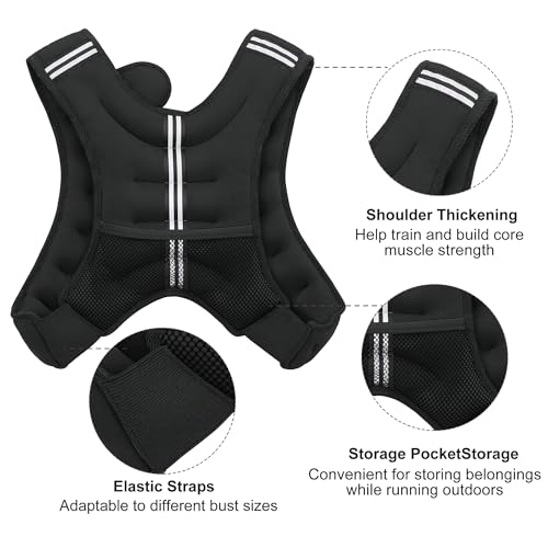 Weighted Vest, 6lb/8lb/12lb/16lb/20lb/25lb/30lb Weight Vest with Reflective Stripe, Weighted Vest for Men Women Workout Equipment for Strength Training, Running, Jogging, Fitness, Weight Loss