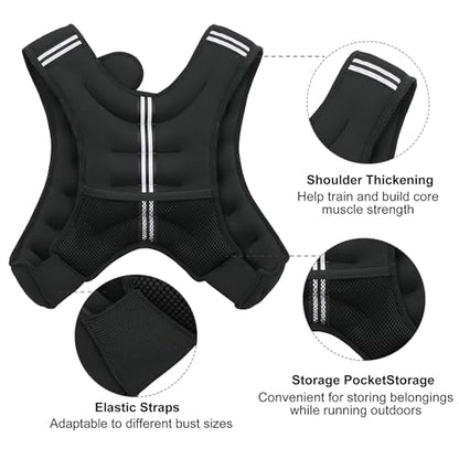 Weighted Vest, 6lb/8lb/12lb/16lb/20lb/25lb/30lb Weight Vest with Reflective Stripe, Weighted Vest for Men Women Workout Equipment for Strength Training, Running, Jogging, Fitness, Weight Loss