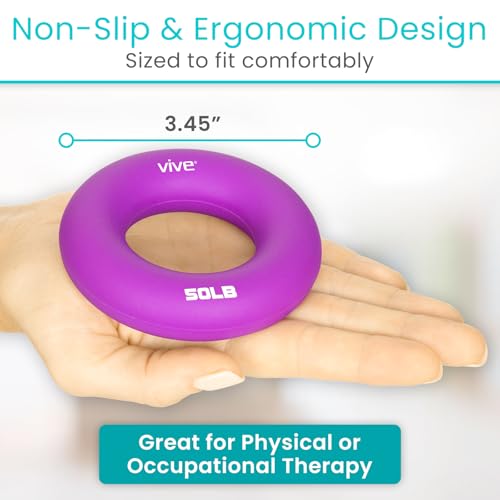 Vive Hand Strengthener Grip Ring - Forearm Ring Hand Exercisers - Silicone Squeezer Gripper for Muscle Strengthening Training Tool - Arthritis Finger Physical Therapy PT Kit Trainer - color: Multicolor (6 Pack)