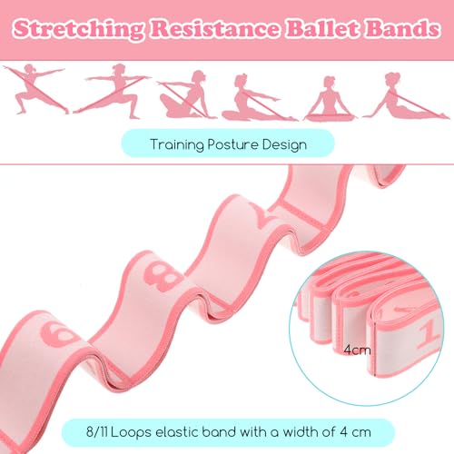 Gjinxi Stretching Strap with Loops Elastic Yoga Stretch Band Multi-Loop Physical Therapy Belt Equipment for Flexibility Exercise Training Leg Stretching Dance Fitness Home Workout Pilates Ballet