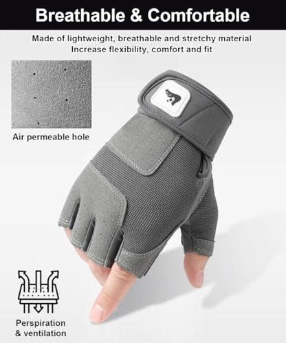 Workout Gloves for Men Women, Anti-Slip Fingerless Gloves for Weightlifting, Mens Workout Gloves Weight Lifting Gloves Gym Gloves for Men, Exercise Gloves Gym Accessories for Men