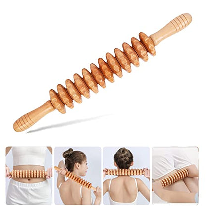 Wood Therapy Massage Roller Tools,Manual Massage Roller Stick for Body Sculpting,Lymphatic Drainage,Cellulite Massage & Wooden Muscle Roller Stick for Waist and Thigh, Stomach Rolling