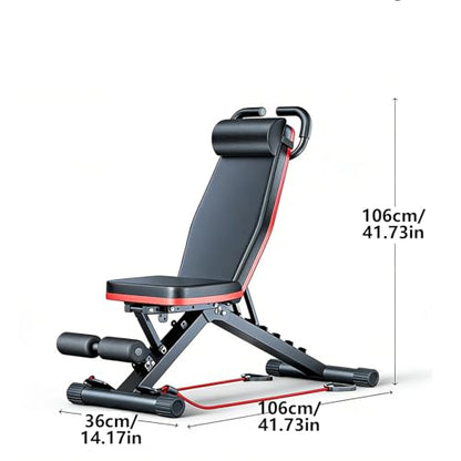 Foldable Weight Bench Adjustable Weight Bench Strength Training Bench Adjustable for Small Apartment