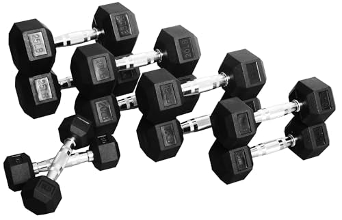 Hex Dumbbells Rubber Coated Hand Weights Set for Exercises and Fitness, Dumbbell Set for Multiple Weight