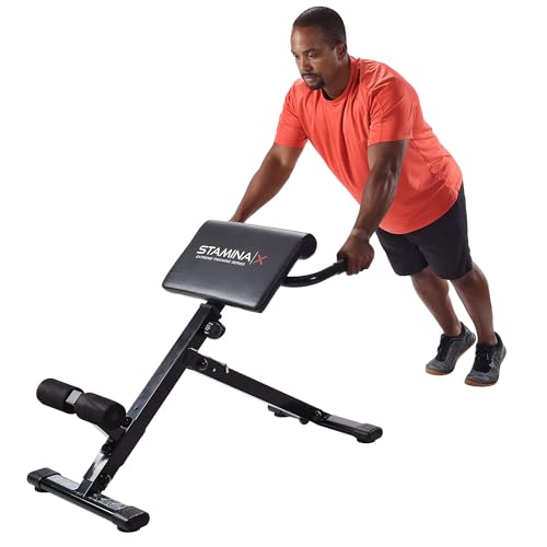 Stamina X Adjustable Ab, Back, and Core Strength Exercise, Sit-Up Fitness Hyperextension Weight Bench for At-Home Workouts
