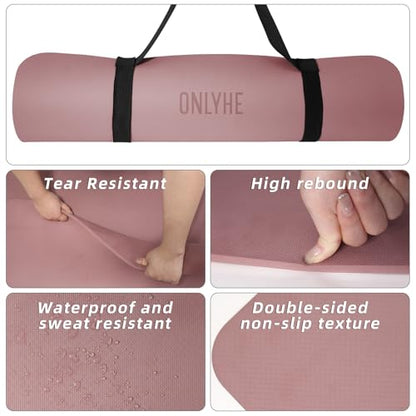 Yoga Mat Extra thick 8mm 72" x 26" Exercise mat, Soft Lightweight TPE Fitness Mat with strap, High Elasticity, Anti-fatigue,non-slip mat for Women, Yoga, Camping, Travel, Gym & Outdoor | 0.32"Th