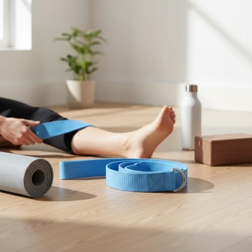 Yoga Stretch Strap, Polyester Exercise Strap for Flexibility Training and Assisted Stretches (1 PC) - color: Blue