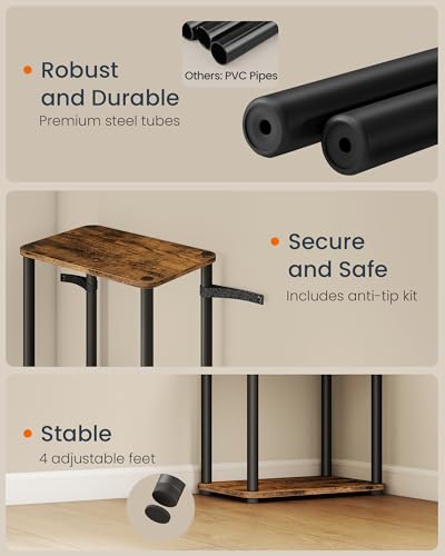 VASAGLE 5-Tier Shelf, Storage Shelves, Bookcase with Shelves, Living Room - color: Rustic Brown + Ink Black, size: 5 Tiers (15"W)