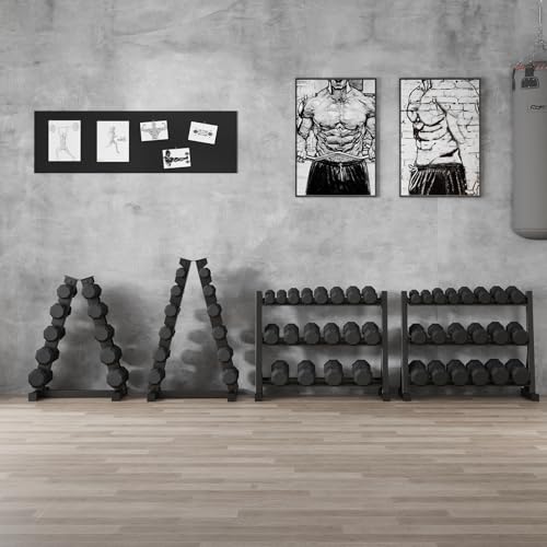 GarveeLife Premium Rubber Coated Hex Dumbbell Weight Set with Rack, Multiple Packages,210 LBS(6 pair) for Home Gym, Coated Hand Weights for Strength Training, Workouts