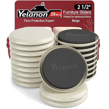 Furniture Sliders (2.5” Beige) - 20-Pack Floor Protectors & Movers Sliders - Multi-Surface Non-Marring Pads - Effortless Glide Technology - size: 20pcs Beige 2.5"