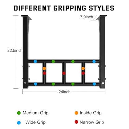 Pull Up Bar Wall Mounted, 600lbs Heavy Duty Chin Up Bar, 24" Multi-Grip Strength Training Pull-up Bars, for Garage Indoor Basement Workout Strength Training Equipment with Round Anchors