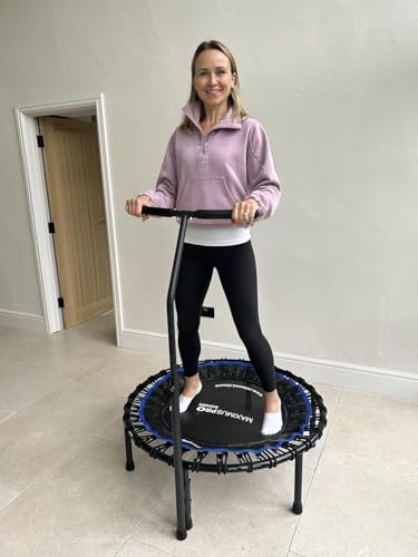 MXL Maximus PRO Bungee Rebounder - Premium 40" Indoor Mini Trampoline for Adults, Quiet Soft Bounce with 60 Connectors, Foldable Legs, DVD & Online Workouts, 400lb