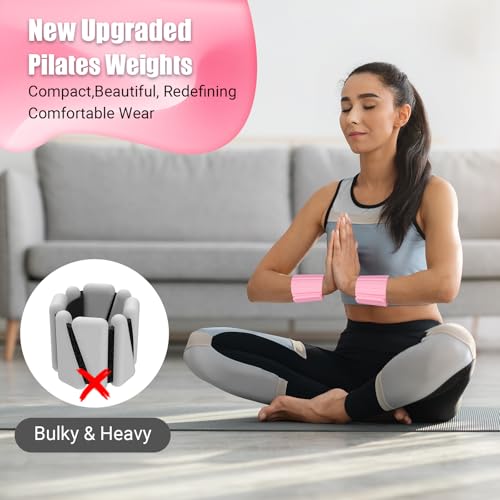 Pilates Wrist Weights for Women, Wearable Strong Magnetic Arm & Leg Weights Set of 2(1 lb Each), Adjustable Wrist Weights for Walking, Yoga, Strength Training, Swimming, Running & Jogging - color: Pink