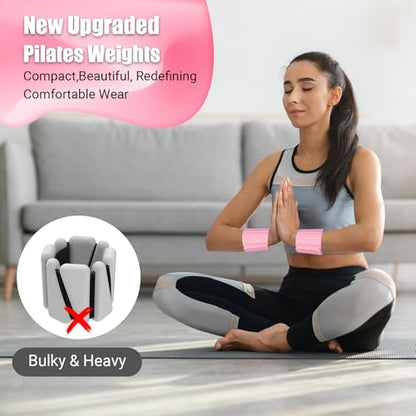 Pilates Wrist Weights for Women, Wearable Strong Magnetic Arm & Leg Weights Set of 2(1 lb Each), Adjustable Wrist Weights for Walking, Yoga, Strength Training, Swimming, Running & Jogging - color: Pink