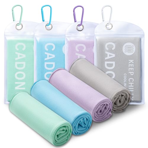 4 Pack Cooling Towel (40"x12"), Soft Breathable Chilly Towel, Ice Towel - color: Mint Green / Sky Blue / Light Gray / Light Purple