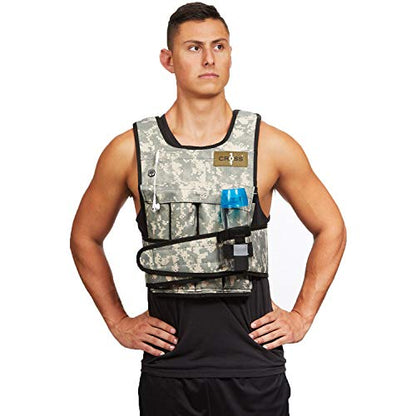 Cross101 Adjustable Camouflage Weighted Vest Without Shoulder Pads - size: 20 lb