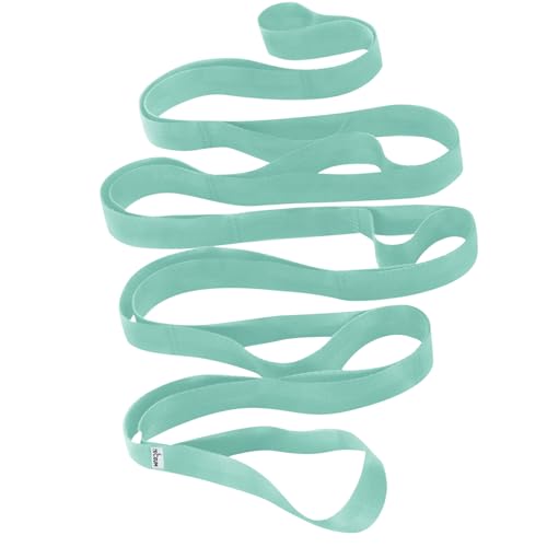 Stretching Strap with 10 Loops – Non-Elastic Yoga Strap for Physical Therapy – Stretch Band for Hamstring, Leg, Hip & Knee Rehab – Pilates, Flexibility & Mobility Exercise for Men & Women - color: Light Green, size: Polypropylene 1” W - 10 Loops