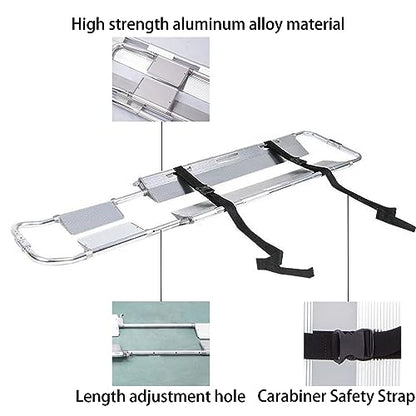 Aluminum Alloy Folding Stretcher, Emerncy Spine Board with Safe Str - Lightweight Mcal Stretcher for First Aid & Trauma Response