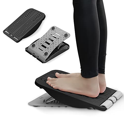3-in-1 Adjustable Incline Slant Board for Calf Stretching Ankle, Foot Massage, 10 Changeable Levels Rocker Board for Plantar Fasciitis Physical Therapy Equipment - Black