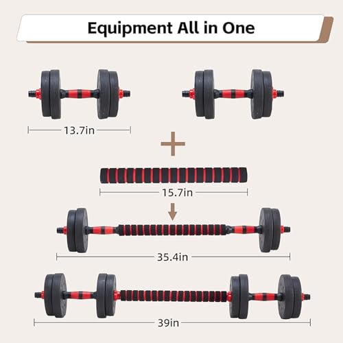 OLIXIS Adjustable Dumbbell Set, 4 IN 1 Changeable Dumbbells, Barbell, Kettlebells and Push Up Stand, Multi-Functional Exercise and Fitness for Home Gym
