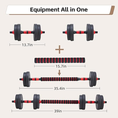 OLIXIS Adjustable Dumbbell Set, 4 IN 1 Changeable Dumbbells, Barbell, Kettlebells and Push Up Stand, Multi-Functional Exercise and Fitness for Home Gym
