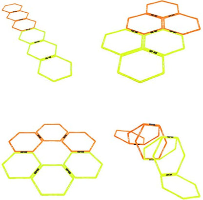 Hex Agility Rings for Speed Training & Agility Footwork Training Speed Hurdles Ladder with Carrying Bag (6 Rings)