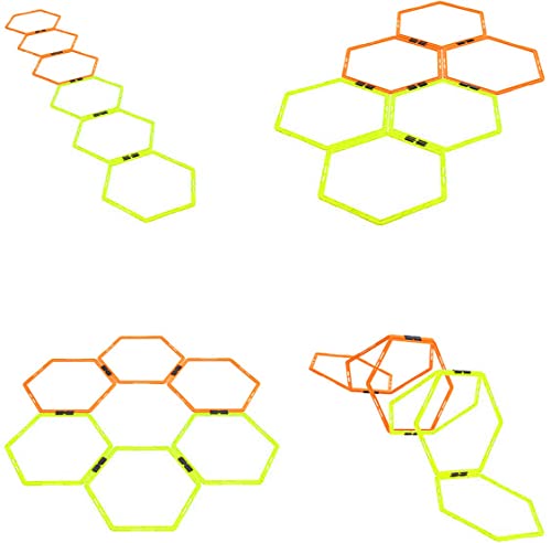 Hex Agility Rings for Speed Training & Agility Footwork Training Speed Hurdles Ladder with Carrying Bag (12 Rings)