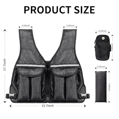 Adjustable Weighted Vest, 0-10 lb/0-12 lb/0-18 lb Weight Vest for Women and Man with 8 Removable Sandbag and Pocket | Weighted Vest for Walking, Running, Weight Loss, Strength Training