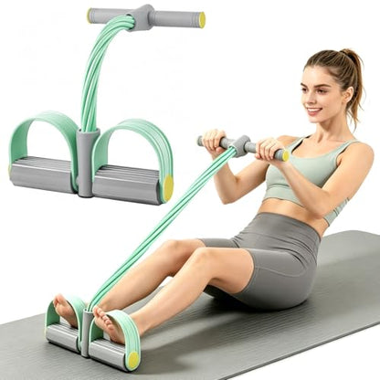 Multifunction Tension Rope, 6-Tube Elastic Yoga Pedal Puller Resistance Band, Natural Latex Tension Rope Fitness Equipment, for Abdomen/Waist/Arm/Leg Stretching Slimming Training - color: Gray Green