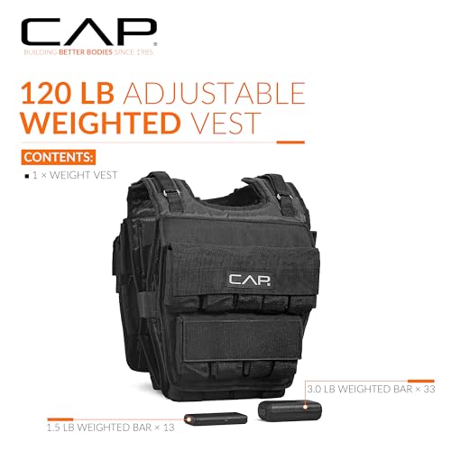 CAP Adjustable Weighted Vest 20–150 lbs for Strength Training, Running & Workouts, Weight Vest for Men & Women, Fitness Training Vest - style: 120lbs