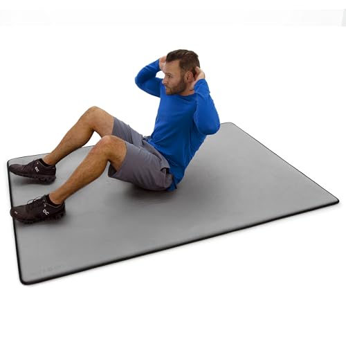 MICRODRY Deluxe Fitness Exercise Yoga Mat for Home & Gym, Extra Thick for High Impact Training, Multi Layered Skid Resistant Surface, Odor Neutralizing with Carrying Strap - color: Grey, size: 48"W x 72"L