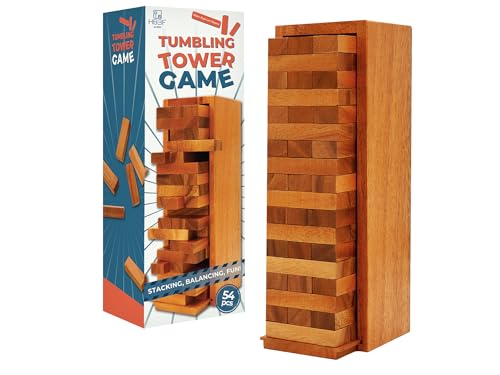 BSIRI Wooden Tumbling Tower Family Game for Senior and Adult and Classic Stacking Party Block for Challenging Your Skills Wood Stack Towers Wooden Board Seniors Games for Adults - style: Wooden Tumbling Tower