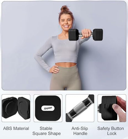 Adjustable Dumbbell Set for Women Men 7.5LB/10LB/15LB/20LB/25LB Each - color: Black, style: 15LB Each [30 LBS Total]