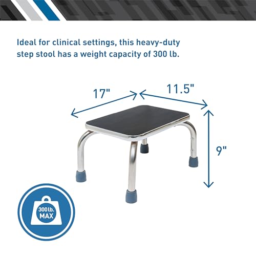 BodyMed Heavy-Duty Foot Step Stool with Non-Slip Rubber Platform for Seniors & Adults – Holds up to 300lbs, 9 ½ in. Step Up, 18”L x 11.5”W x 9.5”H