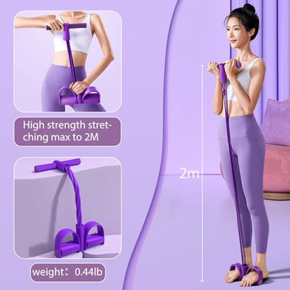 6-Tube Pedal Puller Resistance Rope,Foot Pedal Resistance Band,Yoga Elastic Exercise Bands, for Women Jump Fitness, Abdomen/Arm Weight/Waist/Leg Stretching Slimming Training - color: Purple